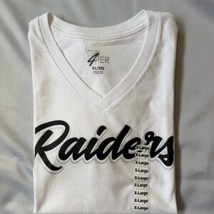 White Raiders V-Neck Graphic Tee